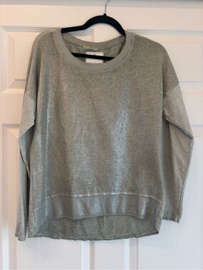 Light Metallic Green  Long Sleeve Top  Shimmer On The Font O/S